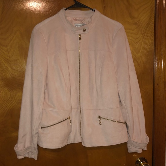 Christopher & Banks Jackets & Blazers - NWOT Christopher & Banks Light Pink Faux Suede Zippered Jacket (Medium)